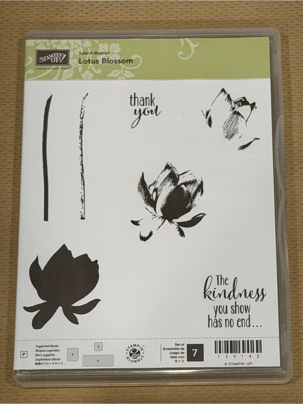 Stampin' Up! Lotus Blossom Stamp Set - Black and Olive